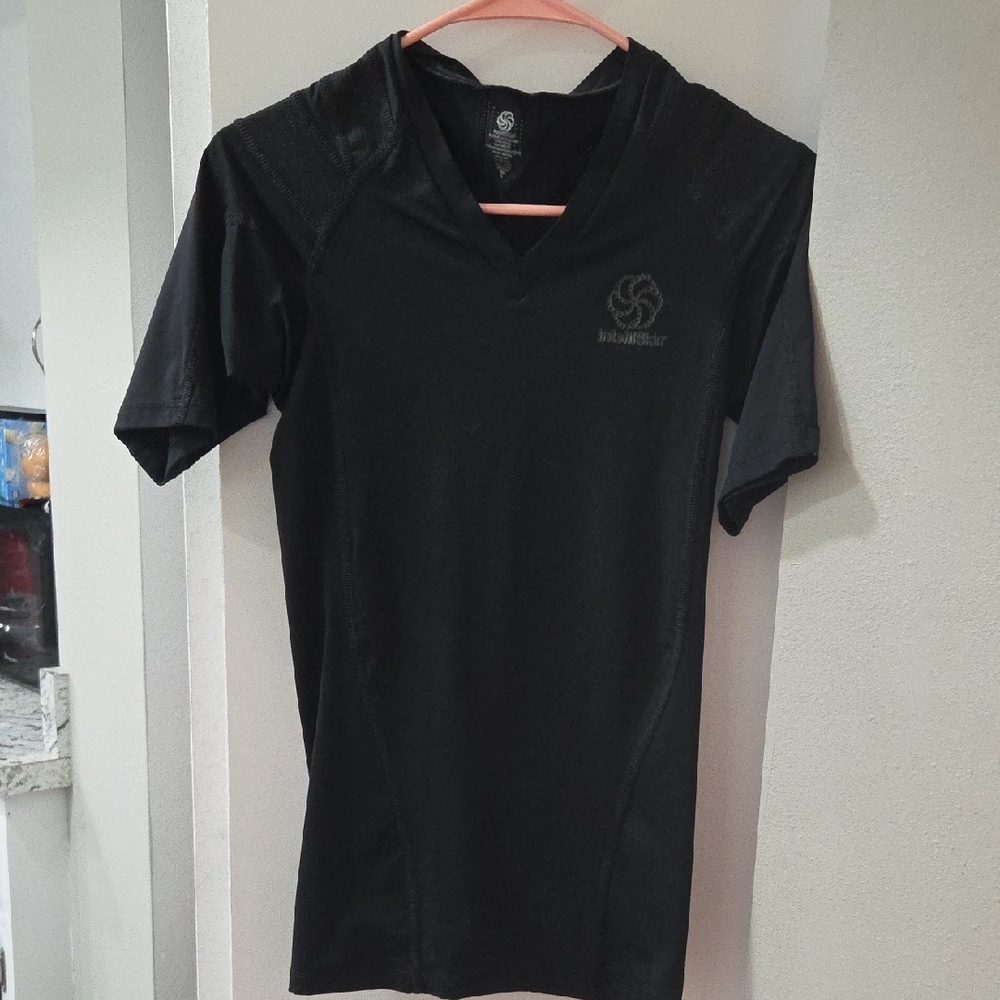 Elegant Black V-Neck Women's Posture Correction Tee Also Great For Work Outs